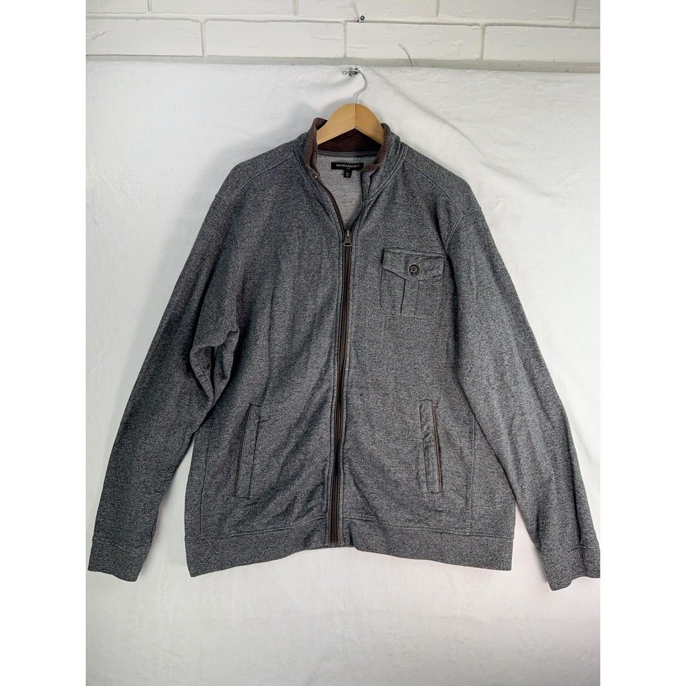 Banana Republic Jacket Mens Extra Large Gray Full Zip Elbow Patch Corduroy Trim